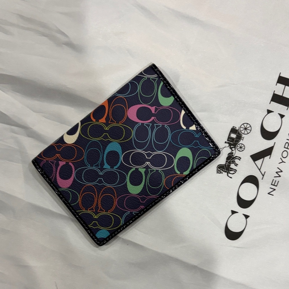 Coach Rainbow Signature Card Case in Navy